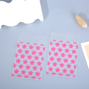 50/100 Chiếc Ngôi Sao Tự Dính Túi Đựng Kẹo Bánh Quy Tự Làm Thẻ Trang Sức Giáng Sinh Năm Mới Tặng Bao Bì Màu Vàng Xanh Hồng Trắng