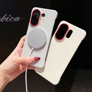 เคสใสไร้ขอบสำหรับ Vivo X200 X200s FE Pro Ultra ทำจากลิ้นจี่ไร้ขอบเคสครอบโทรศัพท์พีซีแข็งพิมพ์ลาย
