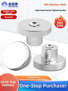 JINJUNTAI | Stainless Steel Knurled Thumb Screw Nuts DIN466 Large Step Round Through and Blind Holes