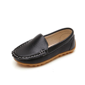 ABC Kids Slip-On Soft Bottom Black White British Style Shoes for Boys And Girls All Ages Casual Comfortable Leather Shoes