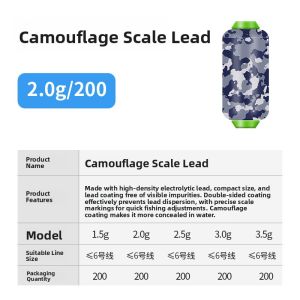 TRY&V | Eco-Friendly Camouflage Scaled Lead Sinkers For Fishing Competition Quick Drop Shotting Accessories Black Core Electrolysis Lead