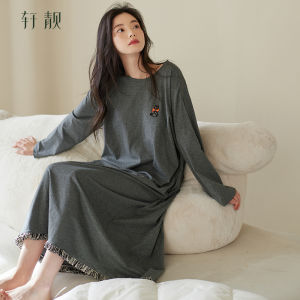 Long Cotton Sleep Dress for Spring and Autumn Long Sleeve 1pcs
