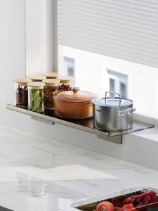 Multifunctional Magnetic Kitchen Storage Partition Rack Window Extension Board No Drilling Wide Carbon Steel Shelf Organizer