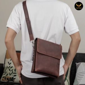 [VALQO] BELLARD Tas Kulit Sapi Slingbag Tas Selempang Pria Laki Muat Tablet 10 Inch