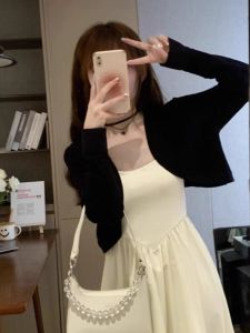 Áo Len Cardigan Dệt Kim Mỏng Mùa Hè Áo Khoác Ngoài Cho Nữ Áo Sơ Mi Dài Tay Cổ Chữ V Áo Khoác Ngoài Bằng Lụa Băng Áo Khoác Ngoài Thường Ngày