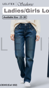 [Lelitex] Teen Girls/Ladies Denim Cotton Straight Cut Fit Long Jeans Non-stretchy Cartoon Deco Fashion Design for age from 12 years old to adult women