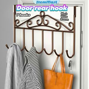 ItemMart Door Rear Hook Door Hanging Clothes Hanging Door Rear Rack Nail Clothes Hook Black White Bronze