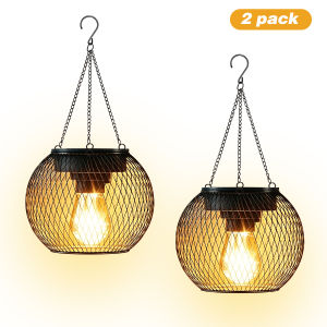 Solar Lanterns Outdoor Auto ON/Off Upgraded Brighter LED Retro Metal Hanging Solar Lights for Outside IP65 for Patio Lawn Garden