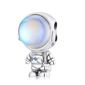 BAMOER Cute Astronaut Charms 925 Sterling Silver Original Design Pendant Fit for Basic Bracelet Women Sterling Silver Jewelry BSC578