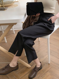 High Waist Black Suit Pants plus Size Womens Straight Leg Loose Slimming Nine-Tenths Casual Korean Style Commute Pants