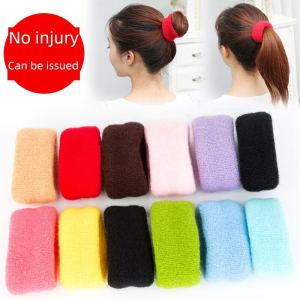 ยางรัดผมผ้าขนหนูยืดหยุ่นสูง หนา หนัก ขนาดใหญ่ รัดผมหางม้า รัดผมหัว ยางรัดผมสีดำ ไม่มีรอยต่อ สำหรับผู้หญิง