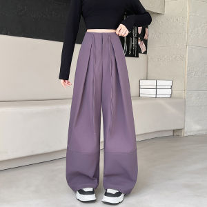 NIANDAIJINGDIAN | High Waisted Loose Purple Wide Leg Trousers Spring Autumn