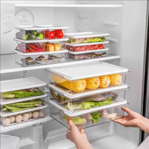 YESPERY Stackable Crisper Box Food Grade Fridge Storage Box Vegetable Meat Freezer Sealing Box With Lid Fresh-keeping Container