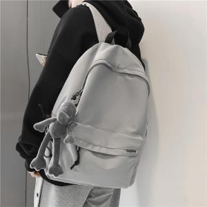Large Capacity Canvas Backpack for Boys Junior And High School Students College Students Simple Grey Double Shoulder Bag