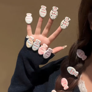 กิ๊บติดผมลายปลาสีครีมน่ารักสำหรับเด็กผู้หญิง กิ๊บติดผมด้านข้างลายปลาสีครีม ทรงหางปลา ทรงเรขาคณิต สไตล์การ์ตูน แฟชั่นฤดูใบไม้ร่วง 2024