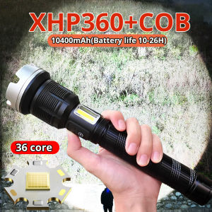 XHP360-36 core Flashlight Super Bright torchlight ultra bright Camping Lantern Zoomable Flashlight Rechargeable heavyduty original tactical flashlight emergency light long range Flashlight waterproof flashlight 1000000 lumens torchlight powerful touch