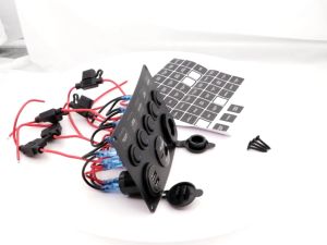 Bảng Công Tắc Bật / Tắt 5 Nút Có Cổng Tẩu Sạc USB 2.1A Với Điện Áp Vôn Kế điện 12-24V