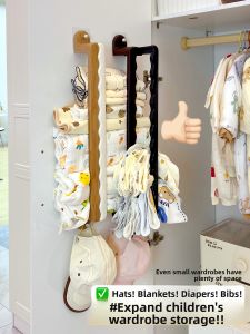 Baby Clothes And Bibs Wall-Mounted Storage Rack Wardrobe Space Organizer No-Tool Installation ABS Plastic Fixed-Shelf Design