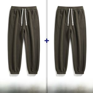 ROMON | กางเกงบ็อกเซอร์ขนแกะสองหน้าทรงหลวมสไตล์ลำลองสำหรับผู้ชายในฤดูหนาว กางเกงขายาวทรงหลวมสบาย ๆ สำหรับฤดูใบไม้ร่วงและฤดูหนาว