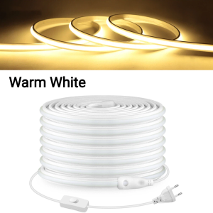 1-30M 220V COB Neon LED Strip Light 180° Beam Angle Solid Silicone Bendable Cuttable Strip with EU Plug Switch for Home Decor