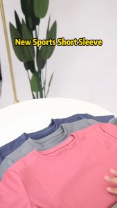 FUYOGI Womens Sports Short-sleeved T-shirt Running Fitness Slim Yoga Top Running