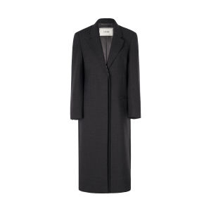 Black Label 100 Wool Flat Lapel Gray Long Blazer