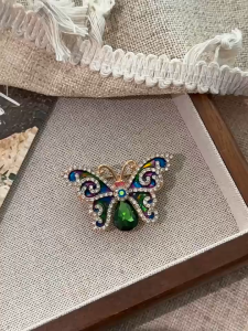 Kawaii Rainbow Butterfly Brooch Sparkling Colorful Insect Lapel Pin for Sweater & Cardigan Cute Animal Corsage Gift  Light Luxury Daily Accessory