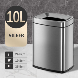 8L/10L/15LSquare stainless steel household trash can kitchen bathroom garbage can simple modern trash bin