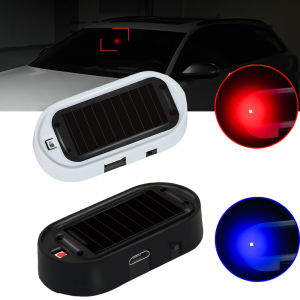 Car LED Solar Powered Fake Security Light Simulated Dummy Alarm Wireless Warning Anti-Theft Caution Lamp Flashing Imitation2Pcs