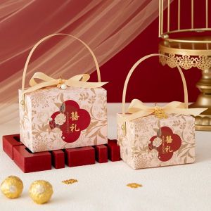 Wedding Engagement Candy Box Elegant Chinese Style Wedding Celebration Candy Gift Box Empty Box for Sugar Snacks And Treats