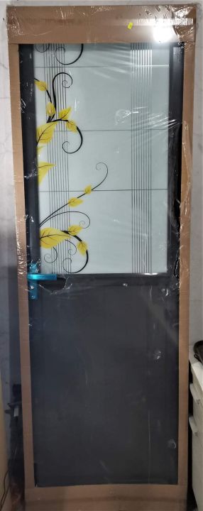 Aluminum door - for bathroom with glass design and stainless doorknob ...