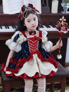 Heavy-Worked Little Thighs Original Snow White Princess Dress Girls Cute Short-Sleeve Fairy Tale Costume Birthday Outfit
