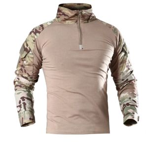 Combat Shirts Camo Cargo Sport Tops Airsoft Paintball Tactical T-Shirts Hiking Fishing Climbing Hunting Clothes Wear Resistant