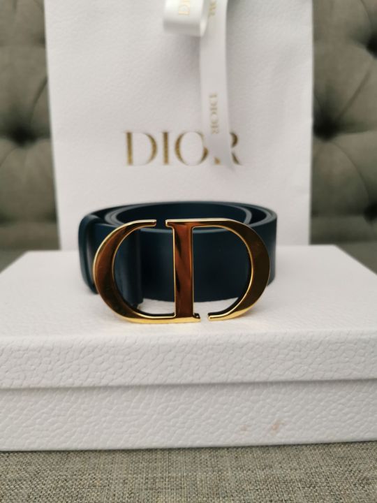 Dior CD Logo Trotter Pattern Belt y2k CD Icon Belt Brown Grained