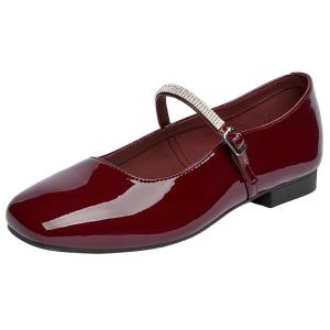 Josiny | Red Mary Jane Shoe Wedge Heel Wedding Pump