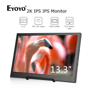 【In Stock】Eyoyo 13.3 Inch  2560x1440p  Portable Gaming Monitor For PC IPS Dual HDMI Display compatible with Raspberry pi Screen  Resolution Support 4K HDMI Input w/Built-in Speakers compatible Samsung PS3 PS4 Xbox One Xbox 360