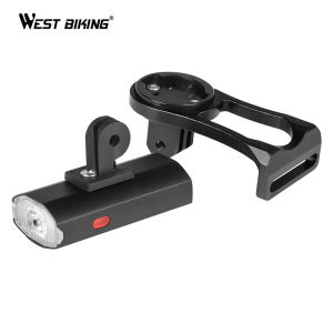 WEST BIKING Bike Light With GoPro Mount Holder For Garmin Bryton Computer USB Rechargeable Waterproof 300LM Bicycle Flashlight
