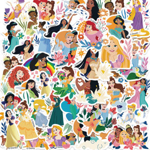 Disney | Bộ 50 Công Chúa Disney Hoa Hoạt Hình Dán Chống Thấm Nước Kawaii Rapunzel Bạch Tuyết Tường Cho Sổ Lưu Điện Thoại Trang Trí