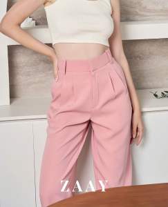 ZAAY Zeoul Classic Pants กางเกงขายาว ผ้านำเข้า สี Coral Pink