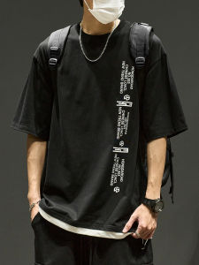 Áo Thun Nam Tay Ngắn Cổ Tròn Dáng Rộng Phong Cách Hip Hop Chữ Mỹ Cổ Điển Mùa Hè Áo Thun Cotton Polyester Thường Ngày Cho Thanh Thiếu Niên