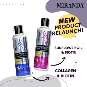 MIRANDA Hair Growth Shampoo 200ml | Sunflower Oil & Biotin | Collagen & Biotin Original | Rambut Sehat & Kuat
