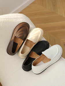 Mềm Da Giày Bean Nữ Slip-On Đầu Tròn Đám Mây Thoải Mái Đa Năng Đế Phẳng Phong Cách Hàn Quốc Giày Lười Thời Trang Miệng Sâu Gót Phẳng