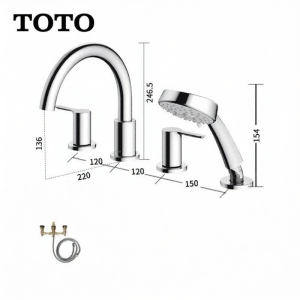Cold Hot Shower Faucet with Pull-out Sprayer Bath Tub Tap