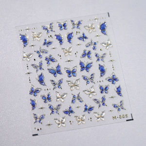 1ชิ้นสติกเกอร์ติดเล็บรูปผีเสื้อเจลลี่สีฟ้าชมพู5มิติสติ๊กเกอร์ติดผีเสื้อสีทองแดงแบบกดบนเล็บอุปกรณ์ตกแต่งเล็บหรูหรา