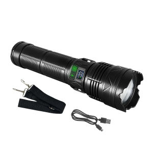 Đèn Pin LED Siêu Mạnh 39000000LM Có Thể Sạc Lại Với Đèn Pin Màu Đen Có Khả Năng Thu Phóng Bằng Kính Thiên Văn Dành Cho Cắm Trại Phiêu Lưu Ngoài Trời Type-C