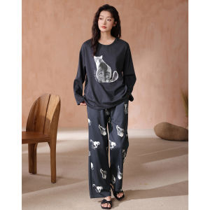 Cotton Long Sleeve Blue Casual Loose Sleepwear
