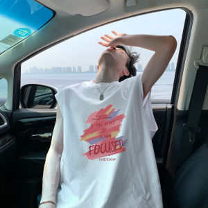 เสื้อยืดแขนกุดผู้ชาย Jun Thriving Loose Type Cotton Breathable พิมพ์ฤดูร้อนสวมใส่สบายๆทุกวันแฟชั่นเสื้อกล้าม