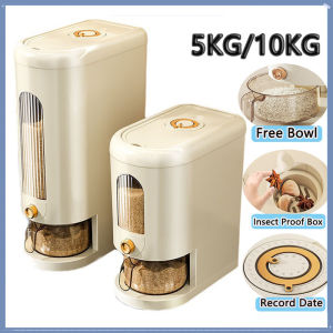 10KG Sealed Rice Storage Container Automatic Rice Storage Box Dispenser Transparent Moisture Proof