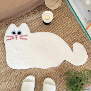 VIKAMA Cartoon Black And White Cat Shaped Floor Mat Bathroom Anti Slip Carpet Bedroom Cartoon Floor Mat Home Decoration