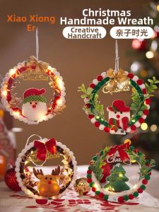 XIAOXIONGERBAN | DIY Children Christmas Wreath Materials Kit for Kindergarten Door Decoration